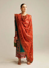 Hussain Rehar- 3PC Dhanak Embroidered Suit - NE - A1062