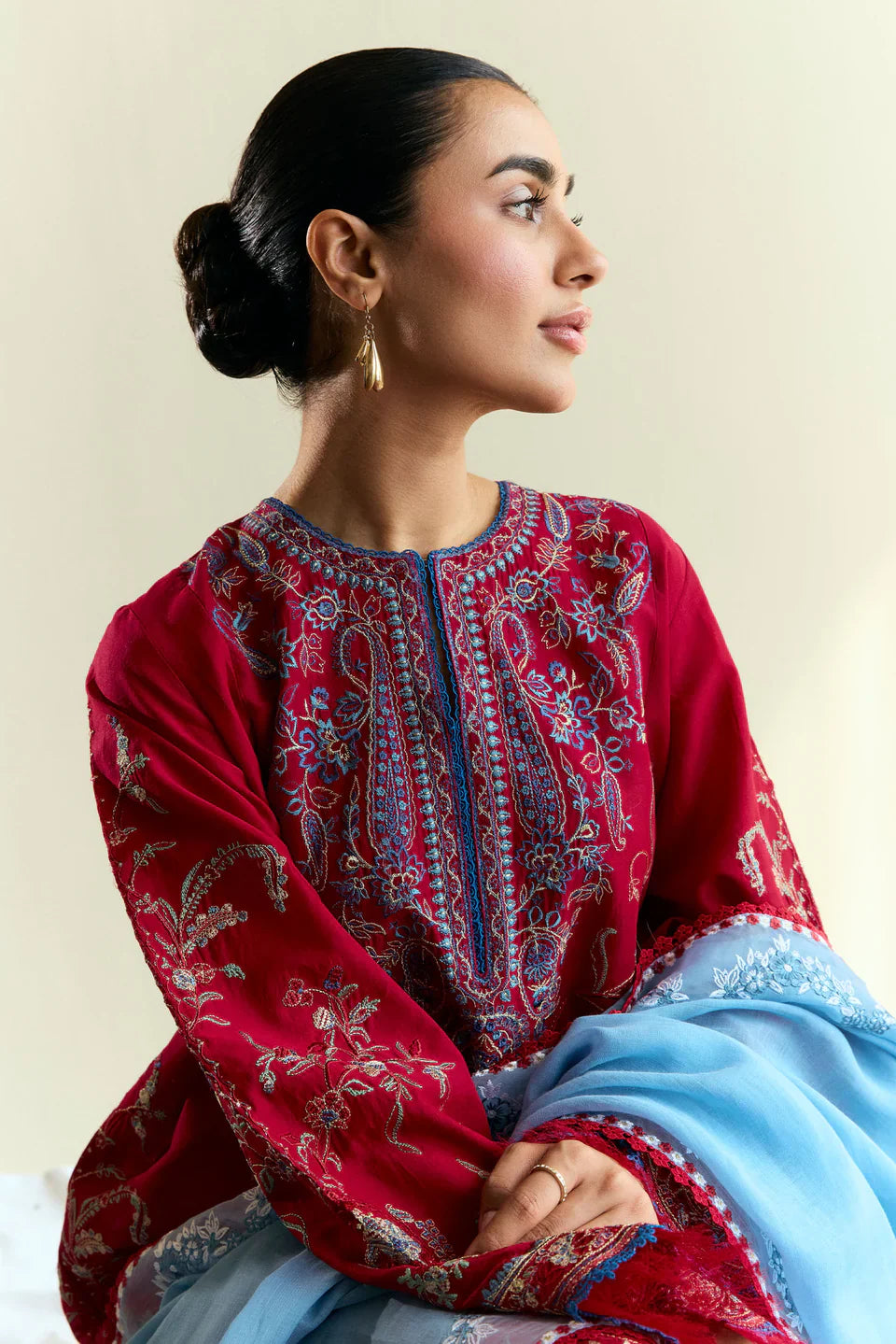 ZSJ LAWN EMBROIDERED 3PC SUIT