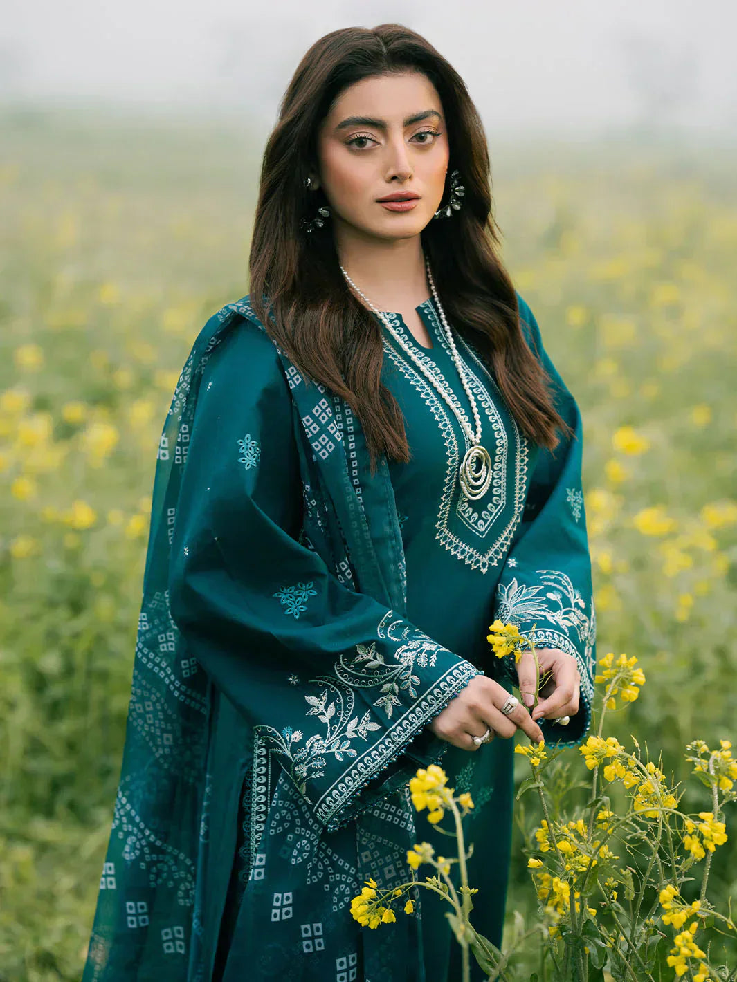 IZEL - 3PC LAWN EMBROIDERED SHIRT WITH MANAAR PRINTED DUPATTA AND TROUSER
