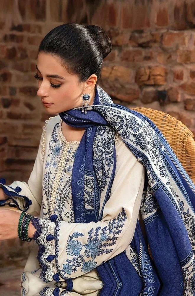 Maria B - 3PC Dhanak Embroidered Suit - NE-A1065