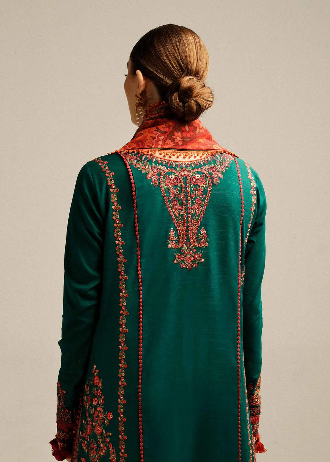 Hussain Rehar- 3PC Dhanak Embroidered Suit - NE - A1062